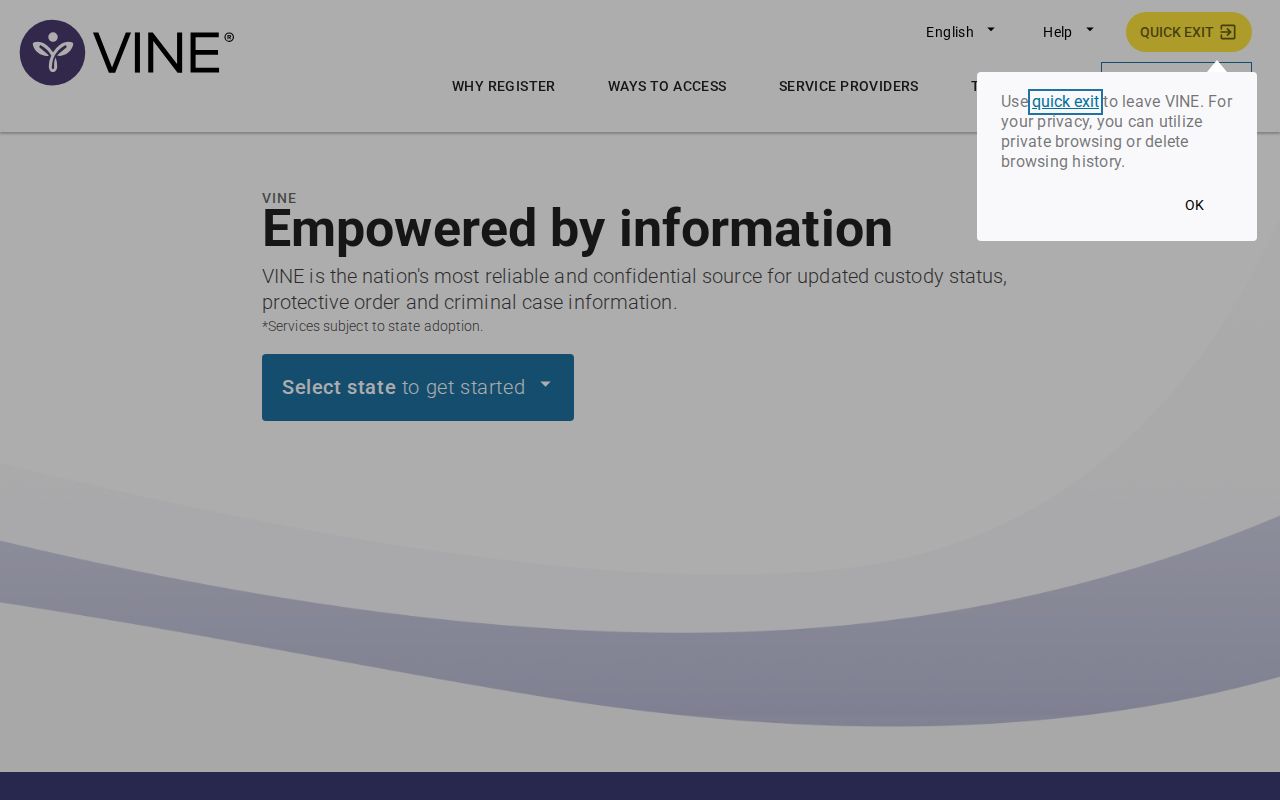 Lyon County VINELink inmate release search interface